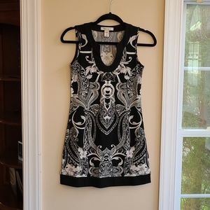 White House Black Market Black Swirl Tunic Top